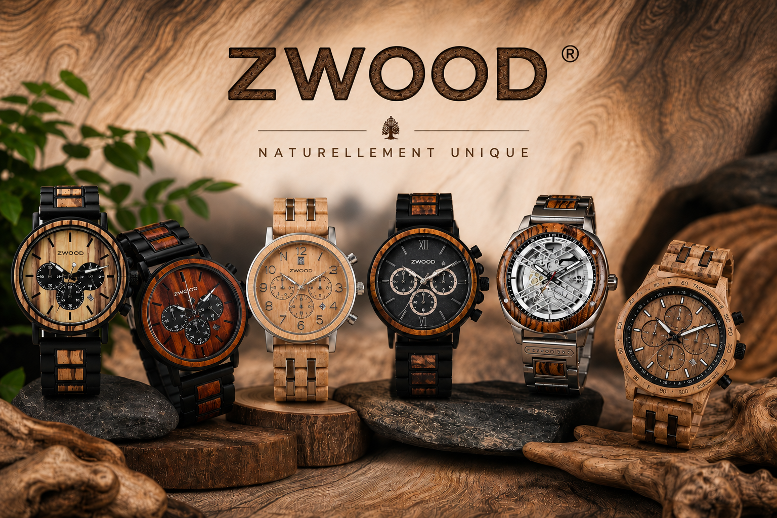 Découvrez les montres en bois Zwood : des modèles homme et femme élégants, légers et originaux, aux finitions soignées et au style authentique.